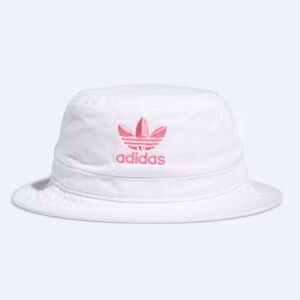 Adidas White Bucket Hat with Pink Trefoil Logo